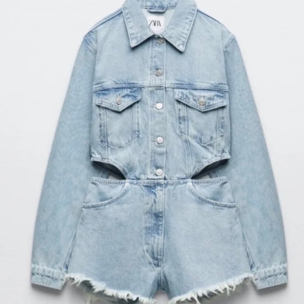 ZARA denim rhomper with cutouts